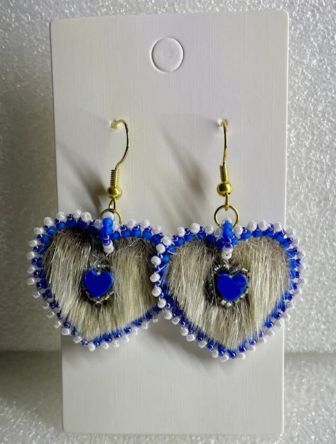 heart furred iceseal earrings