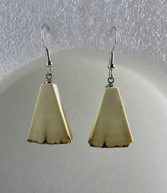 white fossil mammoth quarter earrings