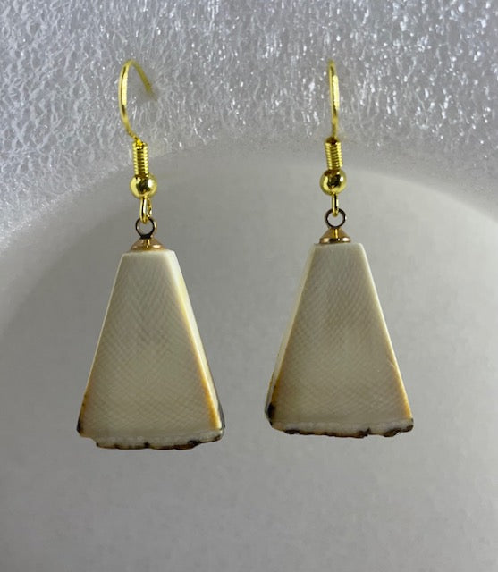 white fossil mammoth quarter earrings