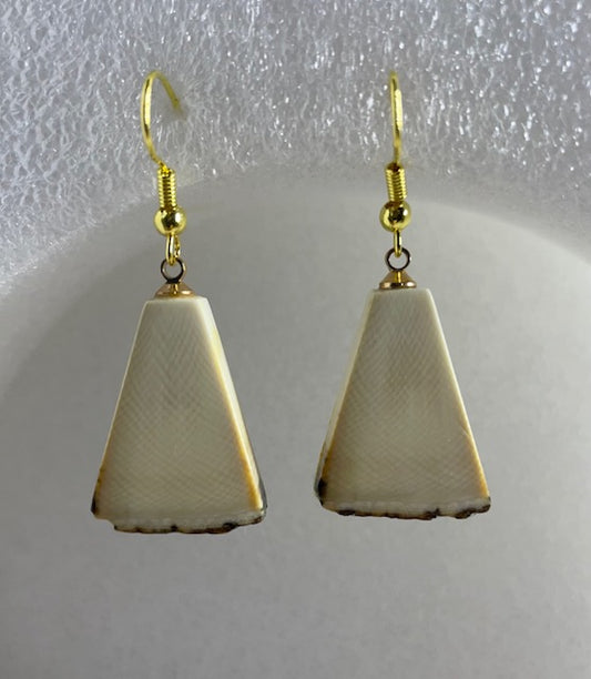 white fossil mammoth quarter earrings