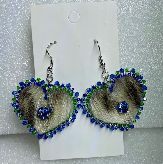 heart furred iceseal earrings