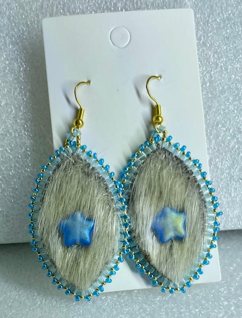 marquise furred iceseal and crystal star earrings